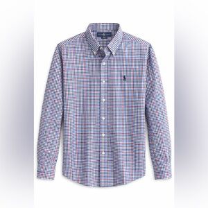 Ralph Lauren Slim Fit Blue White Red Checkered Button-Down Shirt